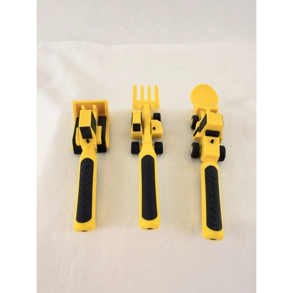 Kids Utensil Set Constructive Eating Construction Fork Spoon Bulldozer